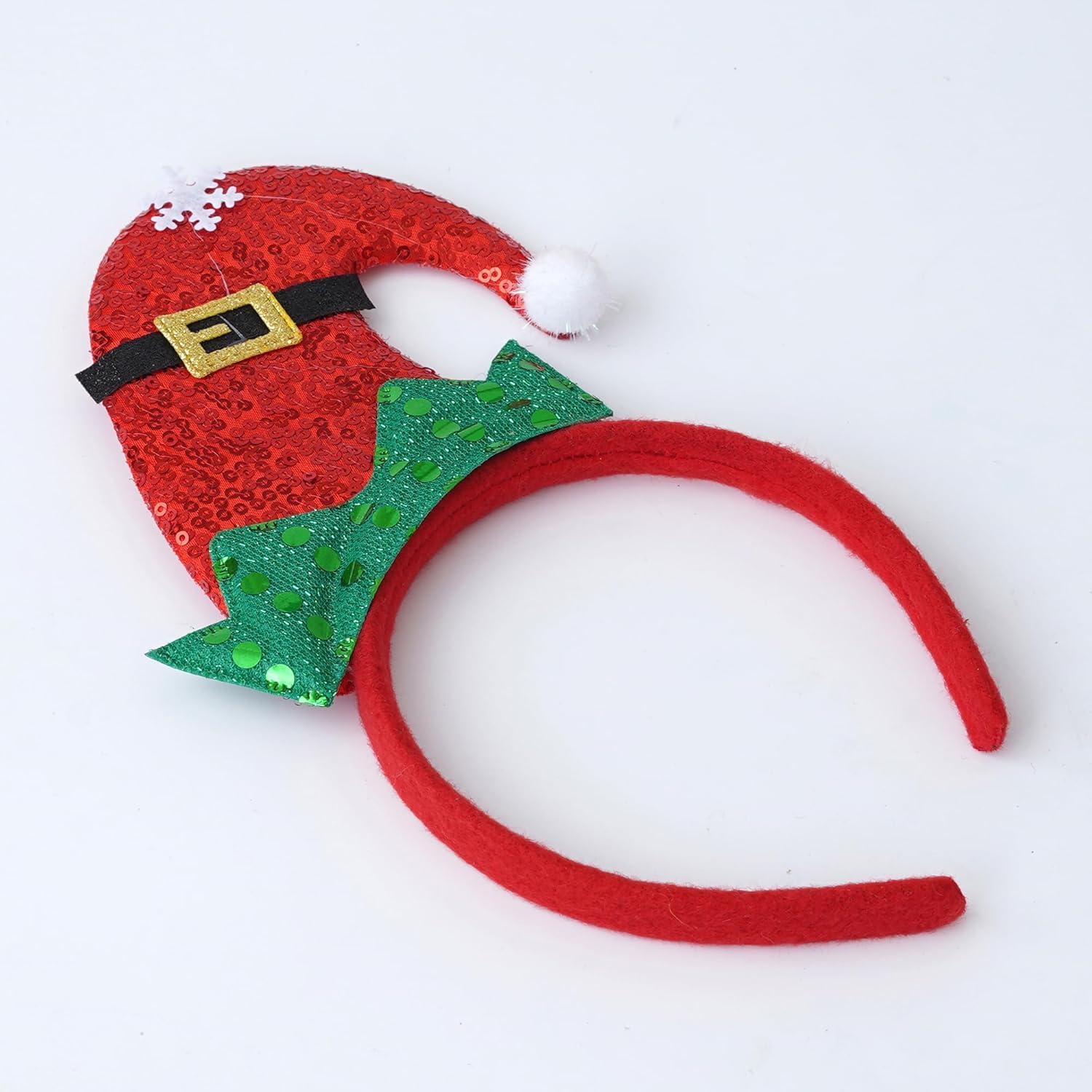 MTRXX Festive Red & Green Santa Claus Headband with Crown Design – Christmas Party Hair Accessory