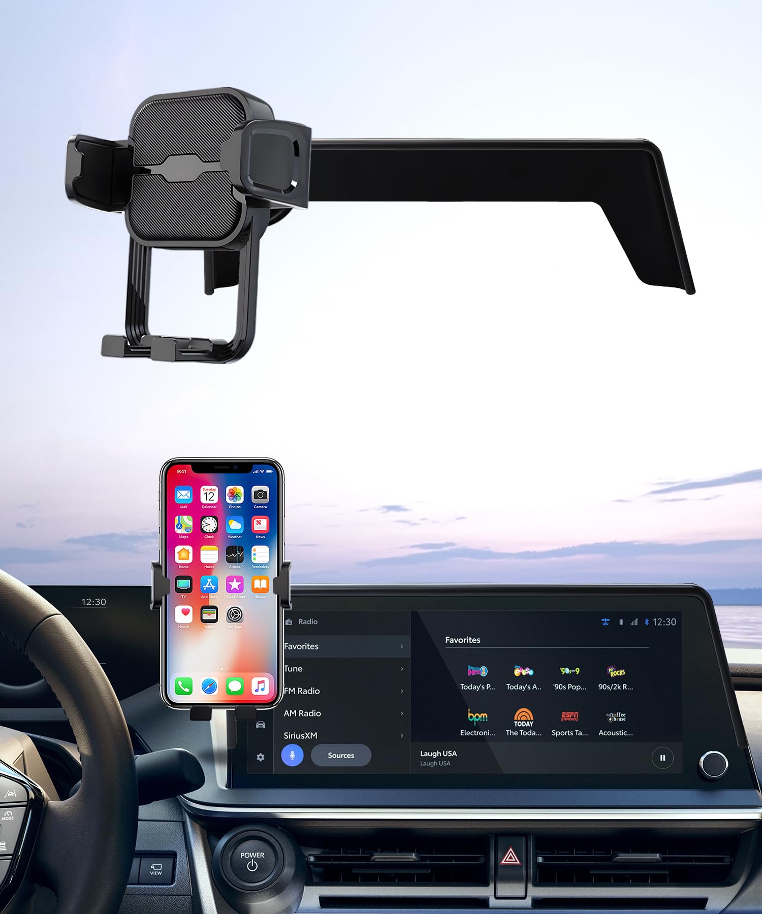Photo 1 of Masergogo Car Phone Holder for Toyota Prius 2023-2026, 12.3" Screen Fixed Clip, Auto Accessories Navigation Bracket, Interior Decoration Mobile Phone Mount, 360° Rotation