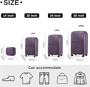 British Traveller Suitcase Set of 3 Large Suitcase Lightweight Checked in Suitcase with 4 Spinner Wheels TSA Lock 20 24 28