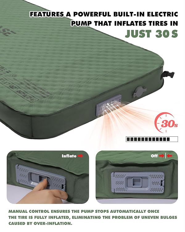 StableEase Self-Inflating Sleeping Pad with Electric Pump, 4" Thick by StableEase - Used condition - Image 8