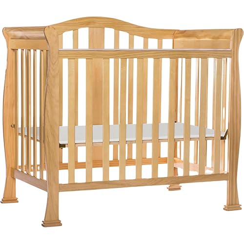 Dream On Me Addison 4-in-1 Convertible Mini Baby Crib in Natural, GreenGuard Gold & BSA, Non-Toxic, Pinewood, Converts to Mini Daybed & Twin Bed, 1″ Mattress Pad, for Best for Small Nursery