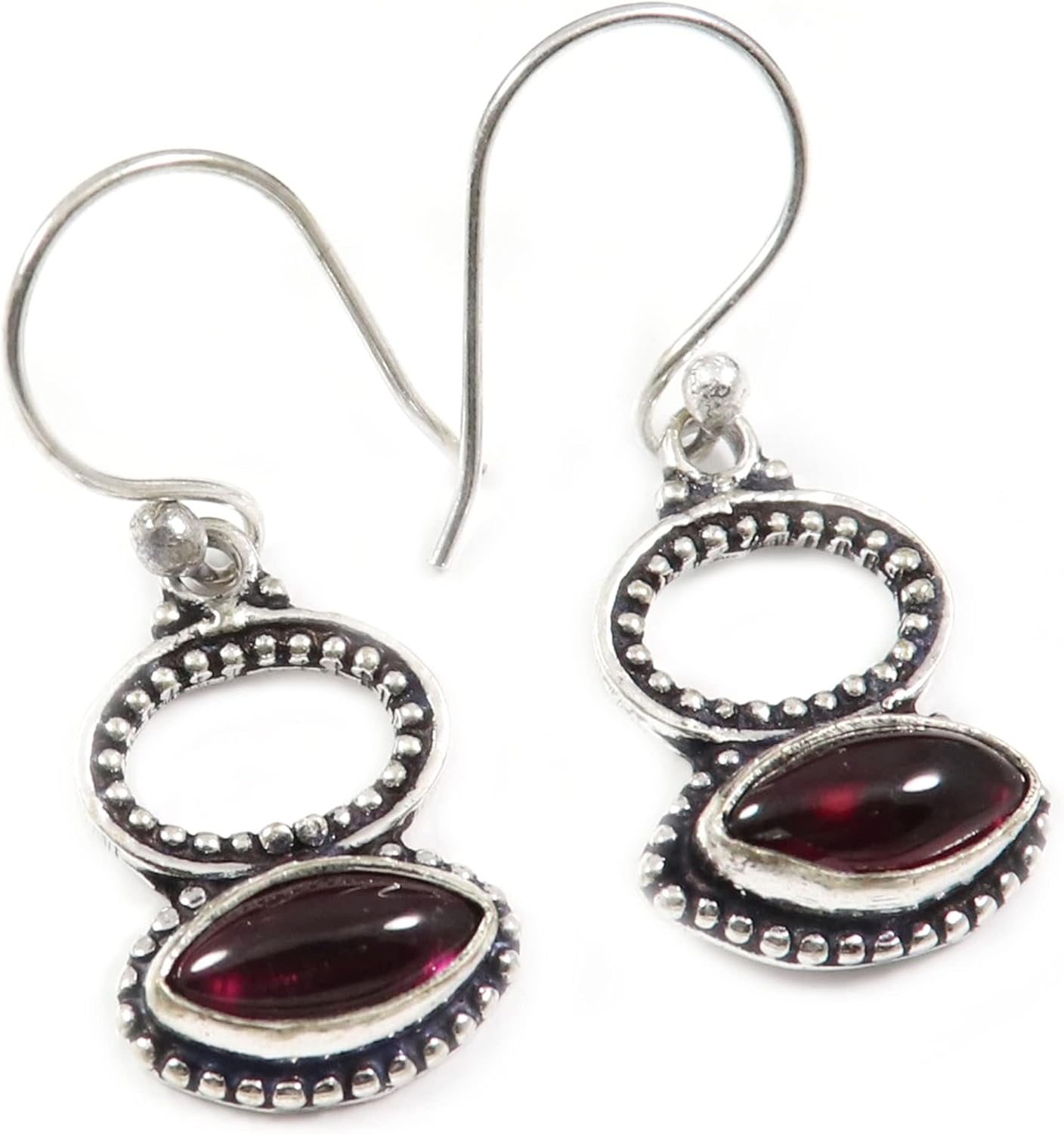 Garnet Gemstone 925 Sterling Silver Drop/Dangle Earring Handmade Jewelry SEG180D
