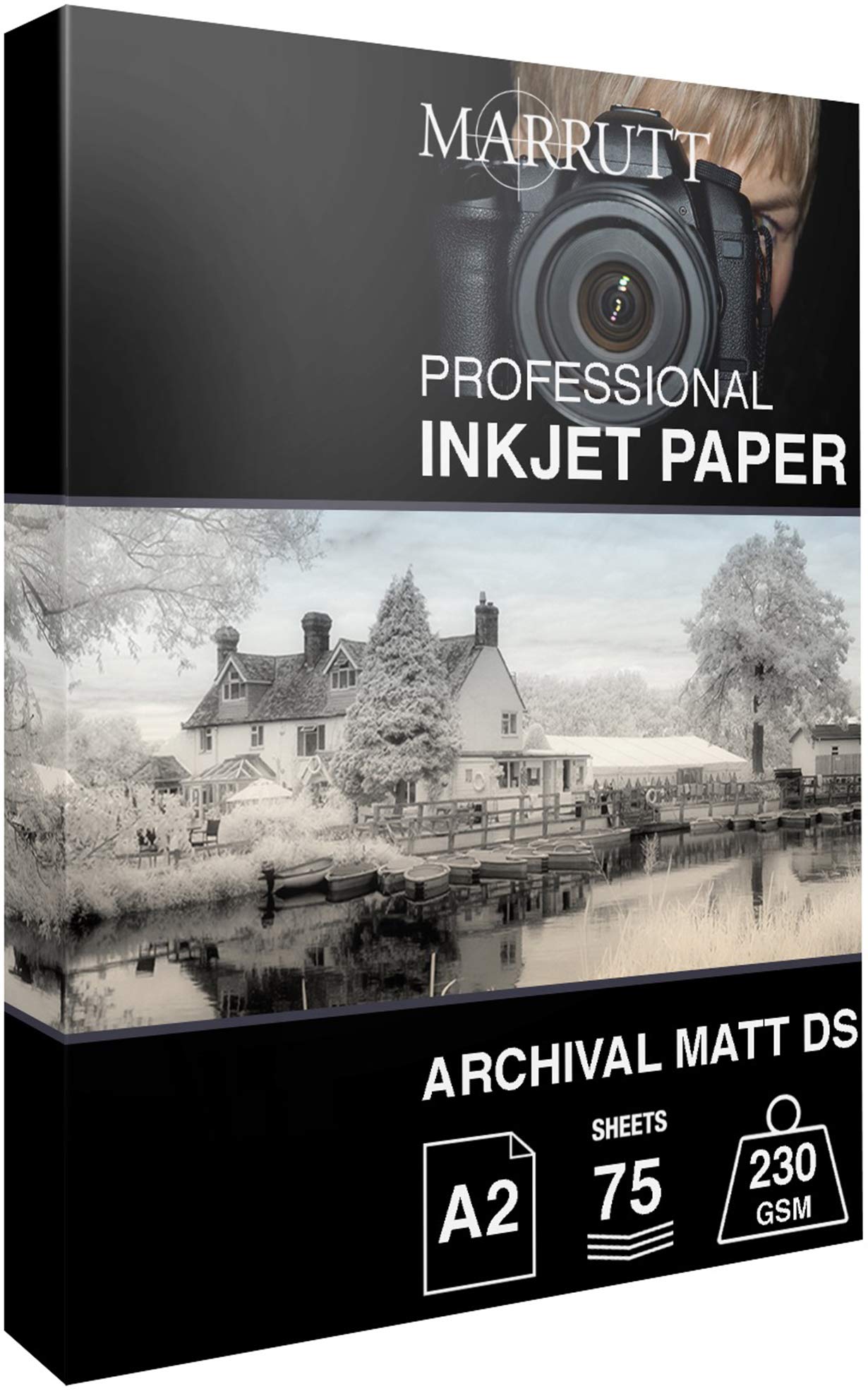 Marrutt 230gsm Archival Matt Double Sided Inkjet Photo: A2-75 Sheets