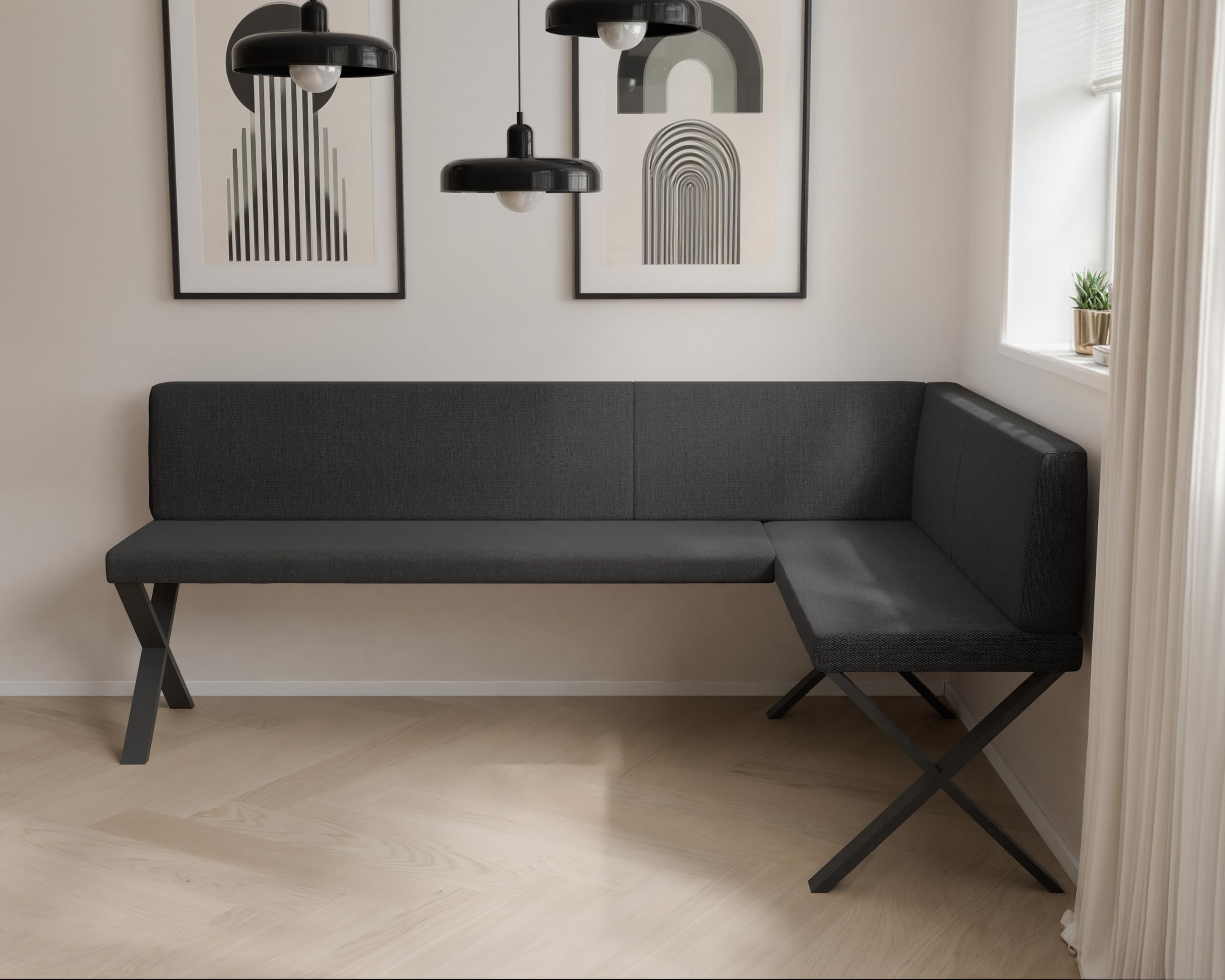 Banquette d’Angle tapissée 128x168 cm Gauche/Droite avec Dossier – Meuble d’Angle pour Cuisine