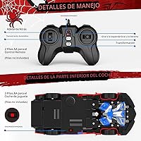 Vista 5 de Auto a control remoto con transformación de un botón, autos RC que se transforman en robot, 2.4 GHz 360 grados rotación de coche de policía con luz