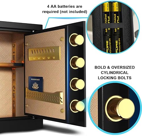 Miniatura 7 de Caja fuerte grande de 3.0 Cub a prueba de fuego, impermeable, caja fuerte para dinero con función de silencio y luz LED, teclado digital, caja