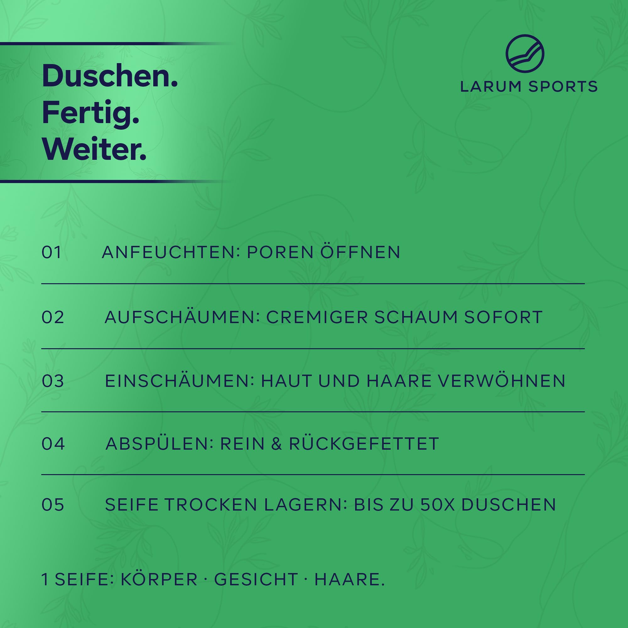 larum sports feste Duschseife Frauen 3 in 1, Aloe Vera, SET