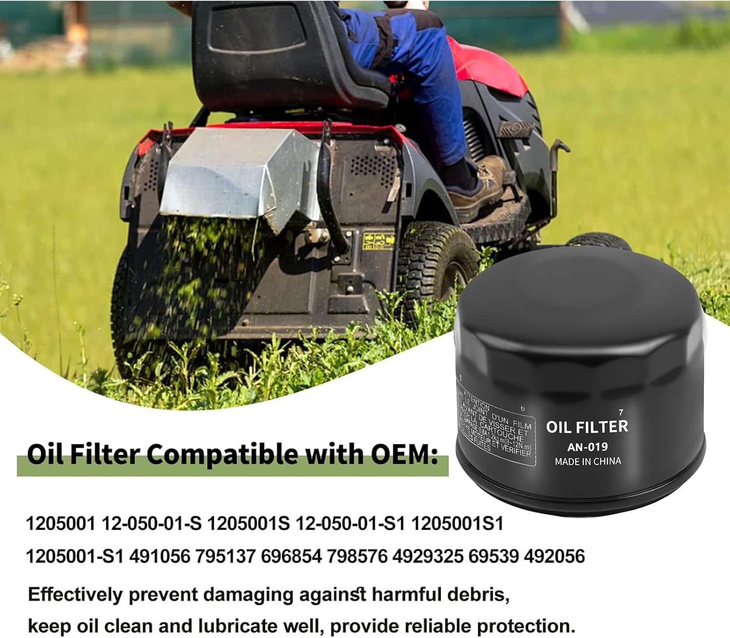 Oil Filter 49065-7007 49065-0721 Compatiable with Kawasaki FB460V FC420V FC540V FR691V FR691V FR730V FR651V FR600V FX600V FX730V FS691V FS651V FR651V Engines 492932 am125424 25 050 01(1 pack)