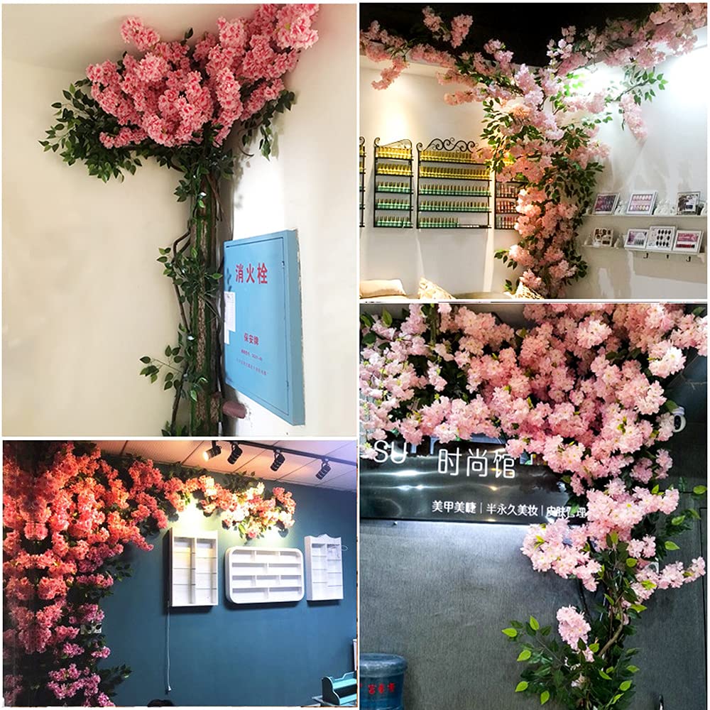 Flores De Cerezo Artificiales - 4 Tallos De 40cm Rosa - Decoración Realista Para Hogar Y Eventos
