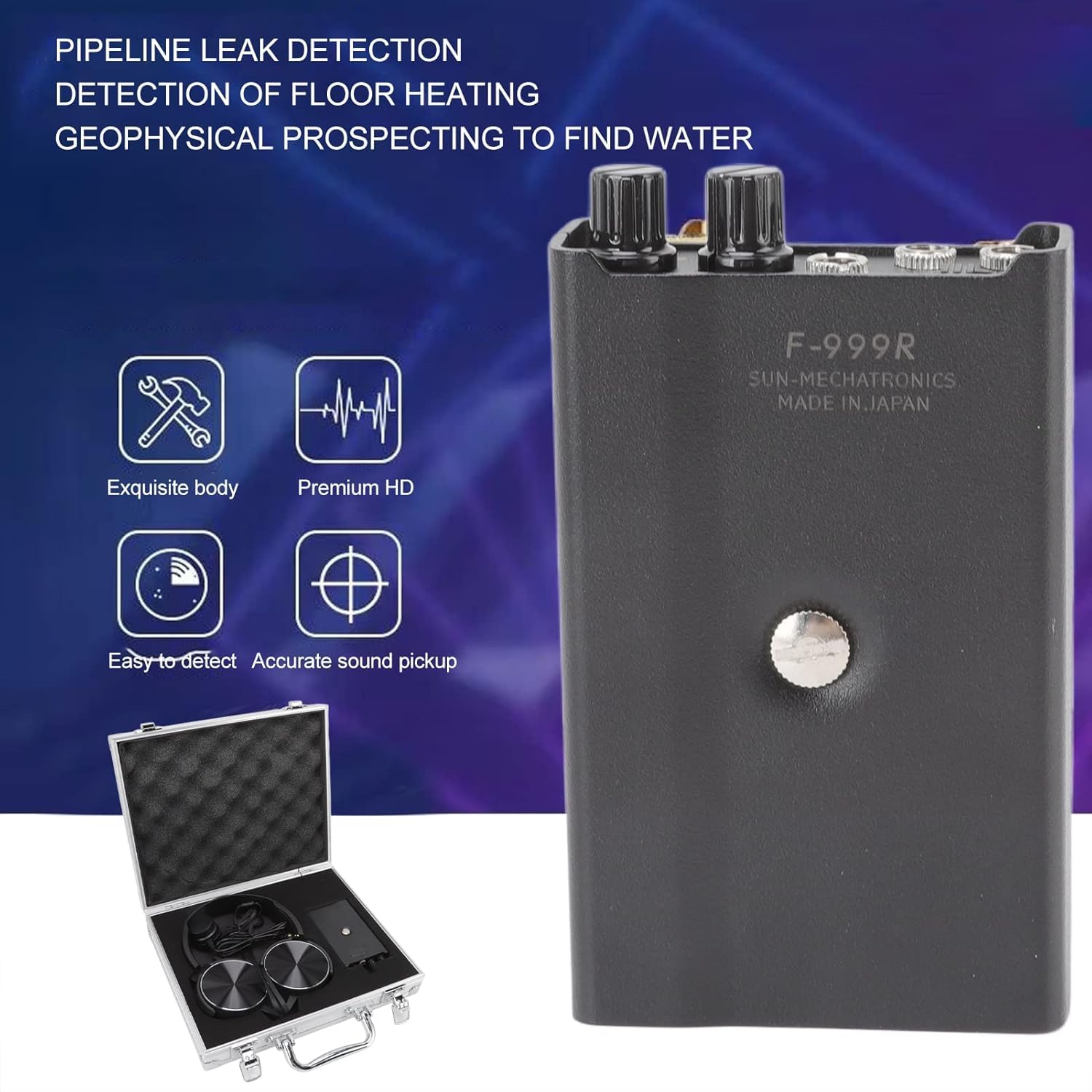 Detector De Fugas De Agua Subterráneas con Auriculares, Buscador De Fugas De Plomería Ajustable De 4 Velocidades para La Detección Y Prevención Eficiente De Fugas En Calefacción por Suelo