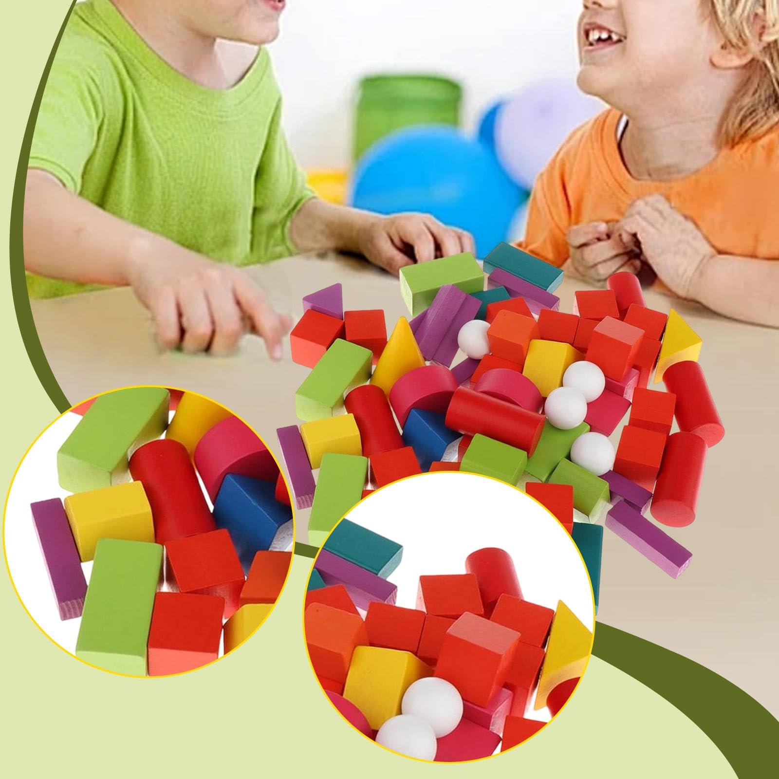 Colcolo 60 Blocchi Geometrici in Legno con Forme 3D per Bambini, Materiale Didattico per La Matematica, per La Scuola Elementare E