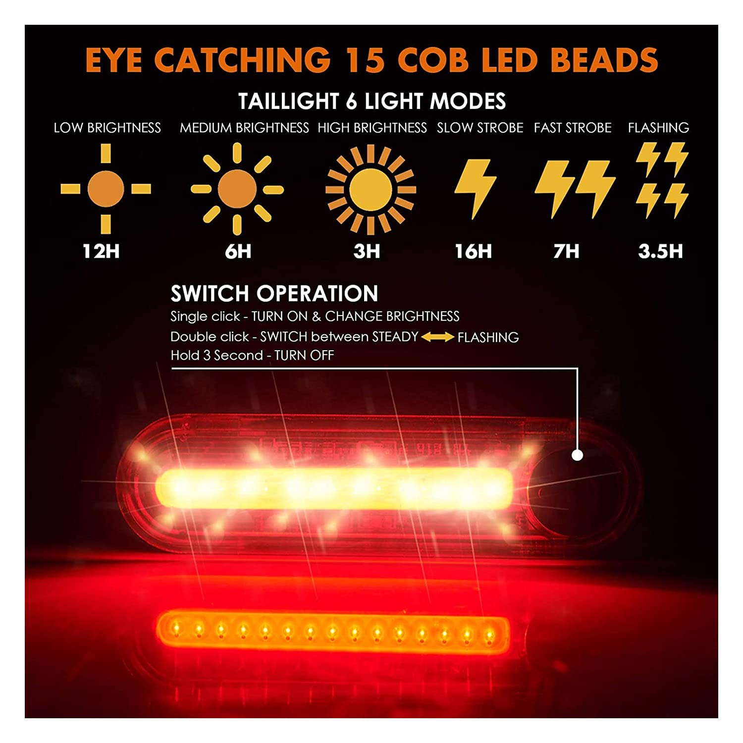 Conjunto de LED de luz de Bicicleta, Luces de Bicicleta LED USB Recargable, Faro Frontal Impermeable y Juego de Luces traseras, lámpara de Bicicleta súper Brillante 1200mAh batería Ion Ion □
