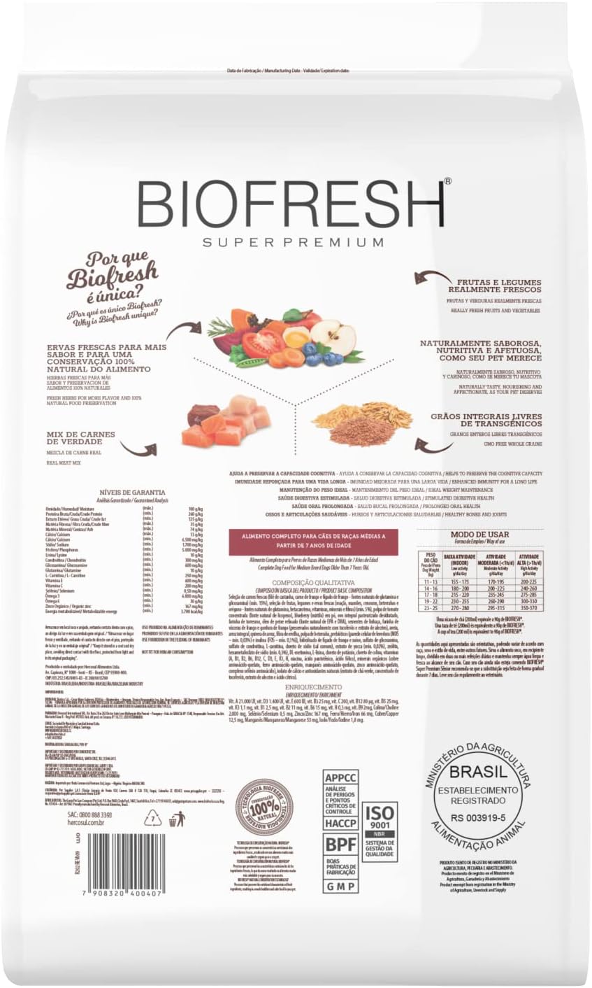 HERCOSUL Ração Biofresh Super Premium Senior Médio 10 1Kg