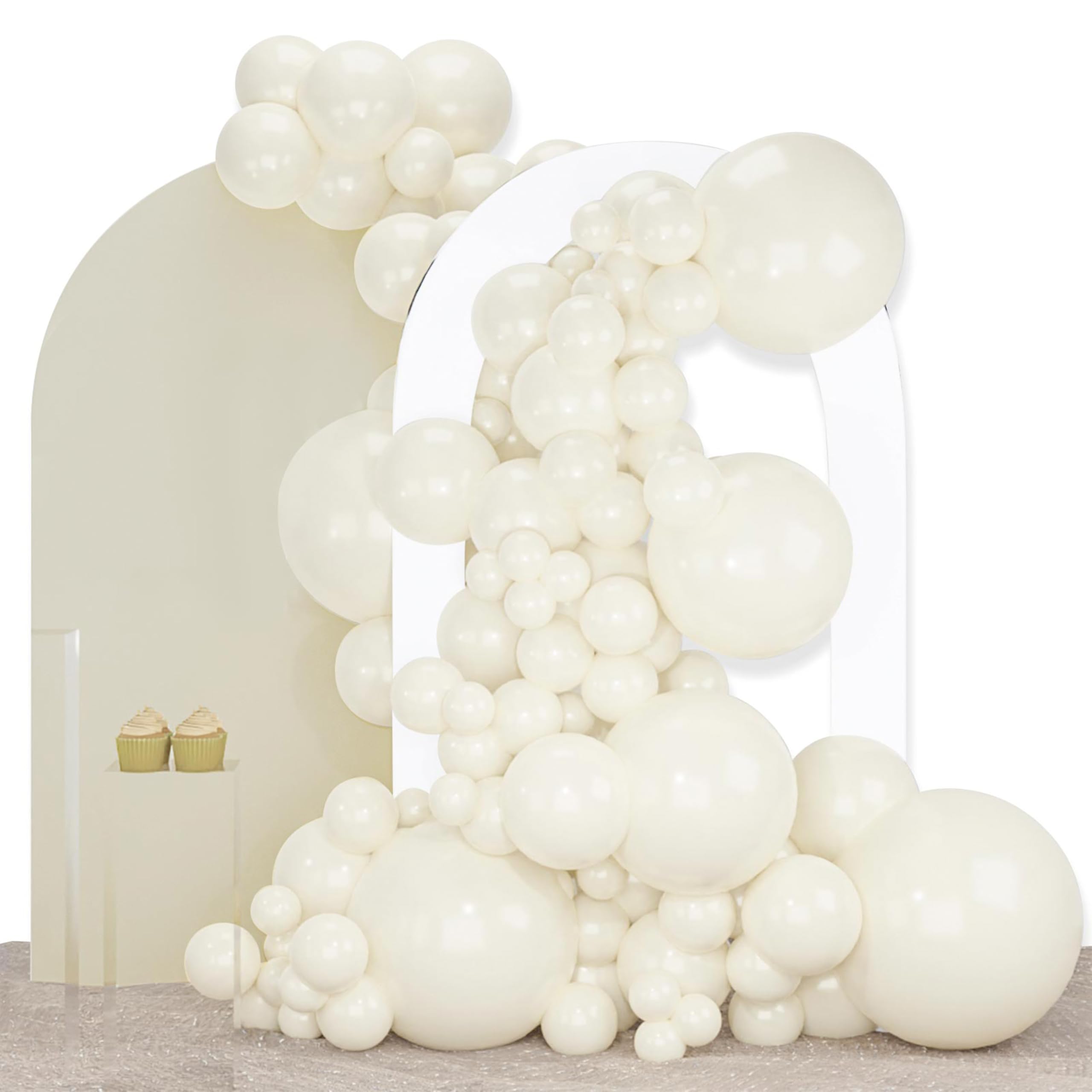 PartyWoo Beige Balloons 140pcs Assorted Sizes 18 12 10 5 Inch | Boho Party Decorations - main product image