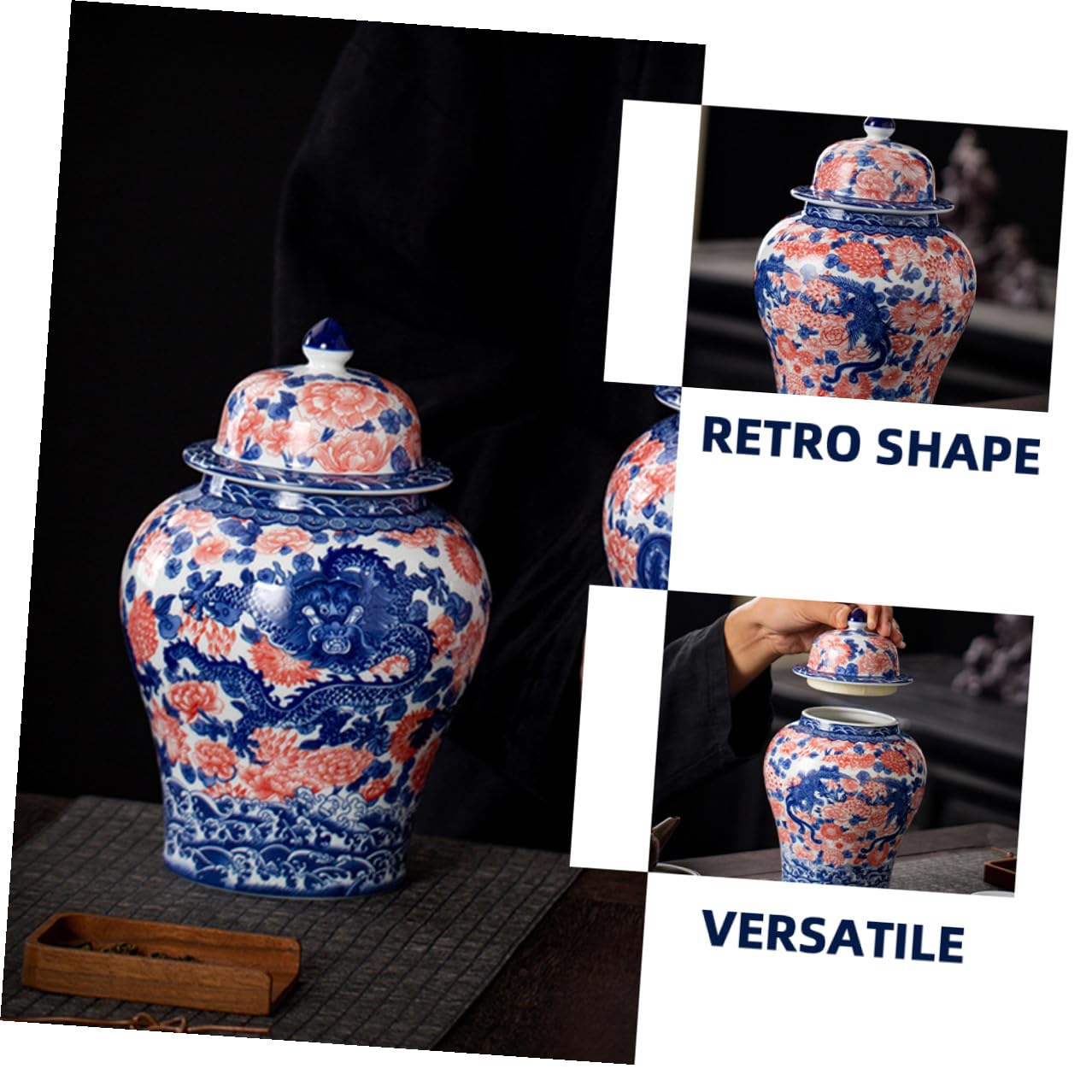 Generico Barattolo Tè Ermetico in Ceramico Retro 1300ml Contenitore per Tè e Dolcetti, Conservazione Sigillata, Stile Semplice per Cucina e Arredamento