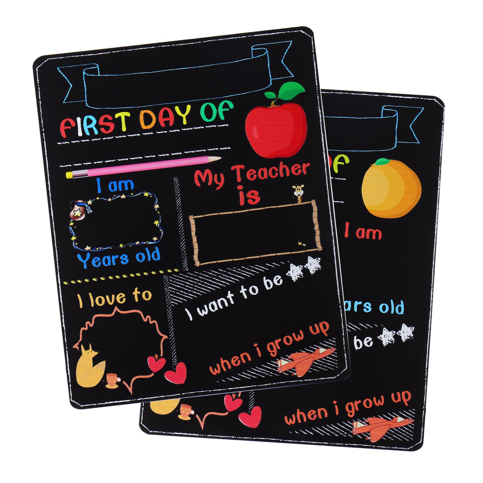 STOBOK 1Pc First Day of School Chalkboard Signs Back to School Board Double Sided Chalkboard Kindergarten Commemorative Photo Props