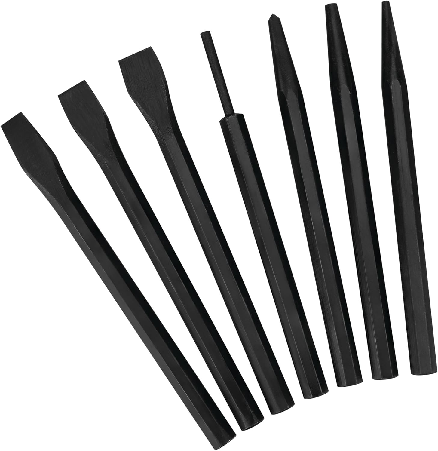 Performance Tool 1937 7-Piece Punch and Chisel Set - Heavy Duty Tools for Precision Metalworking and Woodworking Tasks