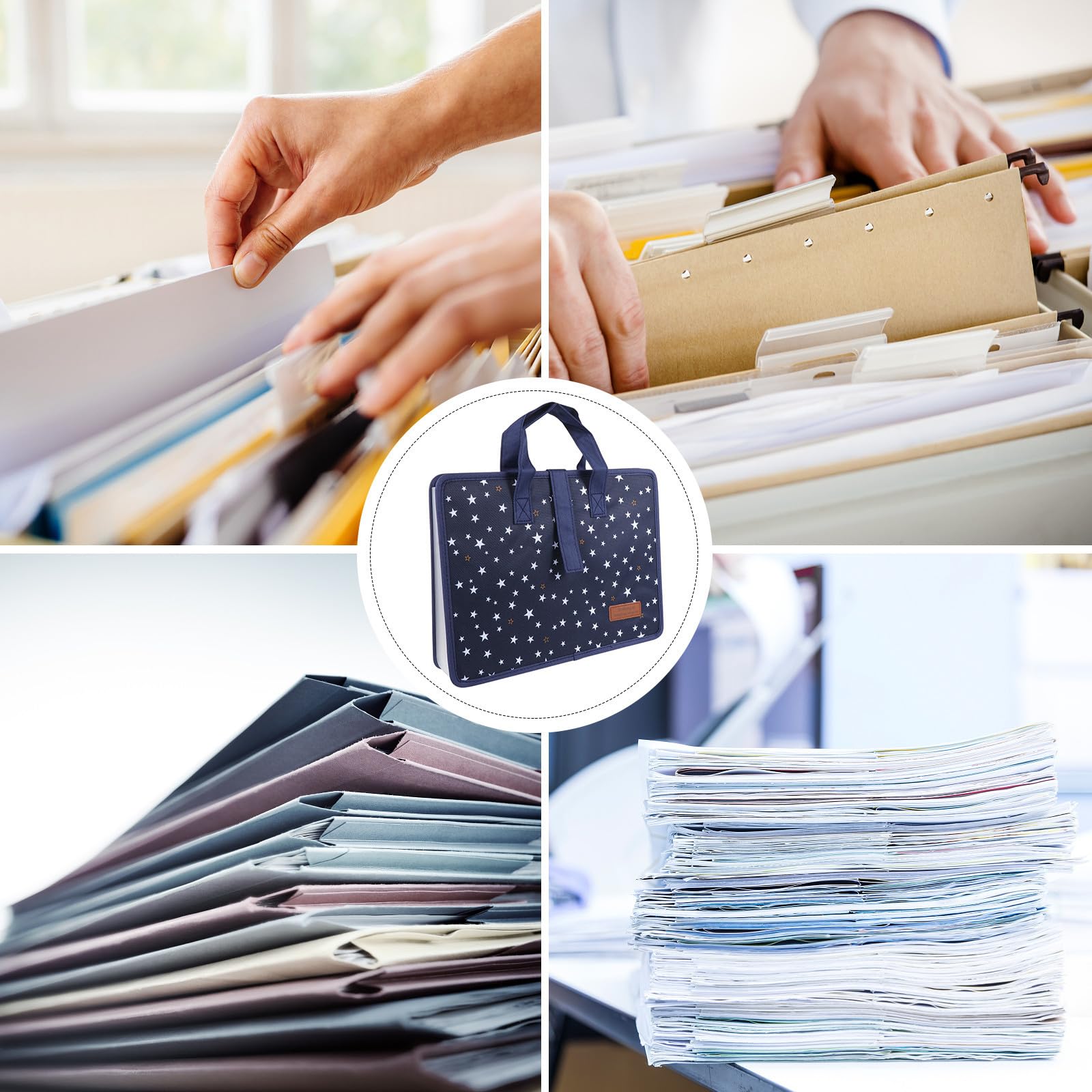 ULTECHNOVO Carpeta de Archivos A4 Portátil con 13 Bolsillos, Organizador de Documentos Expandible de Tela Oxford con Asa para Oficina y Hogar