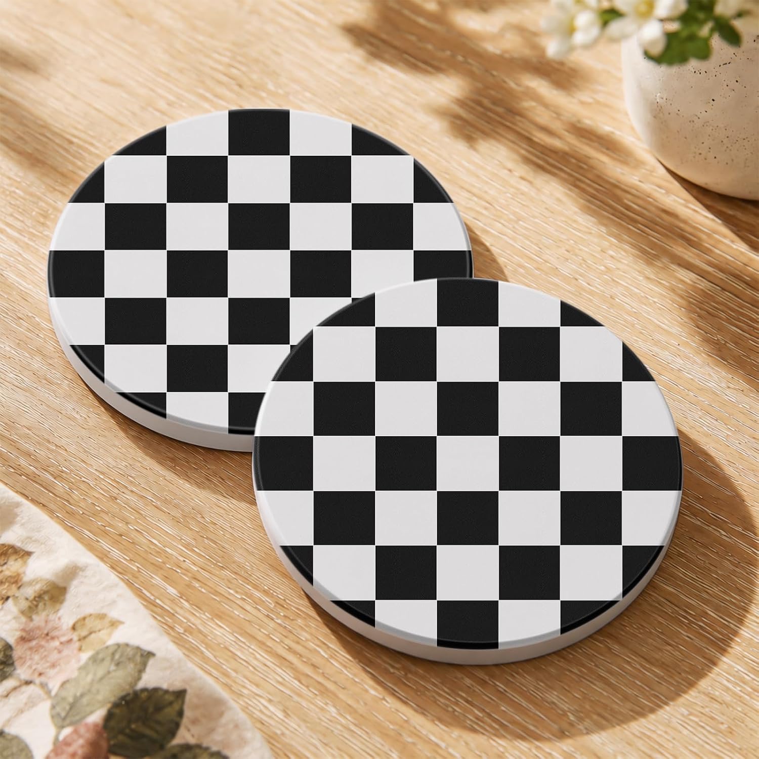 Oqplog 2 Pack Ceramic Absorbent Drink Coasters for Women