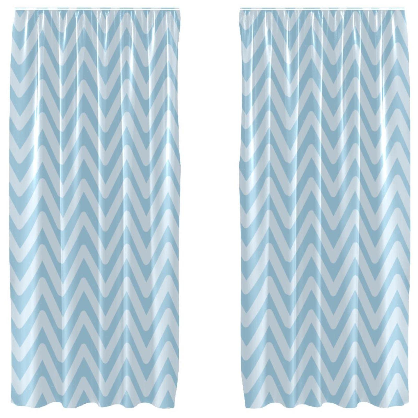 Cortinas opacas de microfibra para dormitorio con diseño geométrico azul