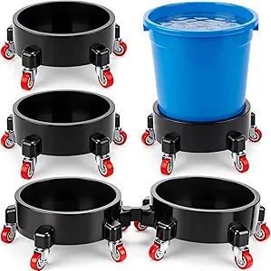 Cinnvoice 5-Gallon Bucket Dollies with Locking Swivel Casters, Set of 4