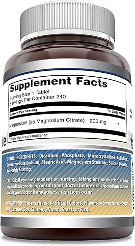 Miniatura 2 de Amazing Formulas Magnesium Citrato  200 mg, 240 comprimidos  Soporta el sistema inmunológico, cardiovascular, músculo, hueso y salud nerviosa,