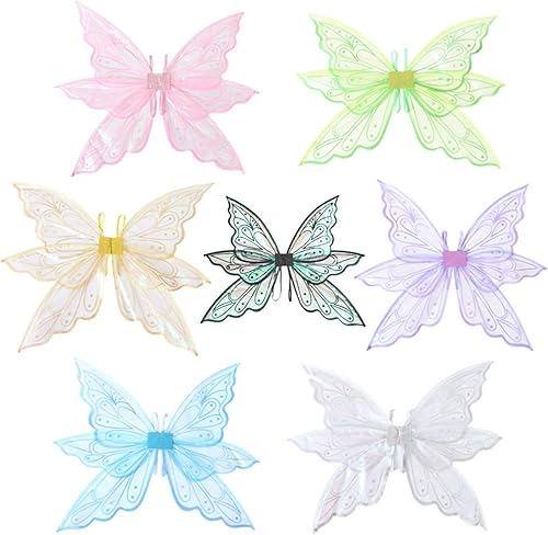 Miniatura 6 de TRURENDI Alas de hadas para niños, disfraz de mariposa de hada, disfraz de Halloween, alas de ángel, disfraz de fiesta para niñas