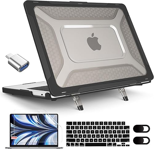 MEEgoodo Funda para MacBook Air de 15 pulgadas 2024 2023 A3114 A2941 con chip M3 M2, carcasa protectora resistente para laptop con parachoques de