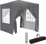 Outsunny 6,6'x6.6' Tente de canopée pop Up avec parois latérales, Camping à l'abri du soleil instantané Gazebo avec sac de transport, pour l'extérieur, jardin, patio, gris