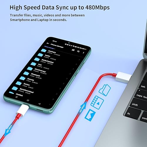 Miniatura 5 de COOYA Cable de carga USB C de 80 W para OnePlus 13 15 12 10 Pro, 10A USB A a USB C cable de carga para OnePlus 7 Pro 8 7T, cable de carga