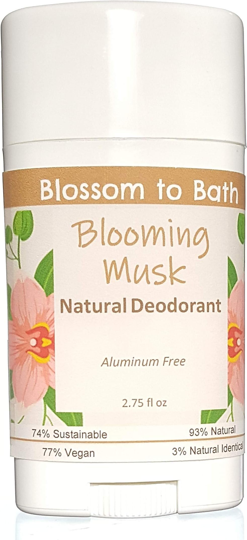 Blooming Musk Natural Deodorant (2.75 ounce) - Subtle Feminine Musk - Aluminum Free. Made in USA by Blossom to Bath