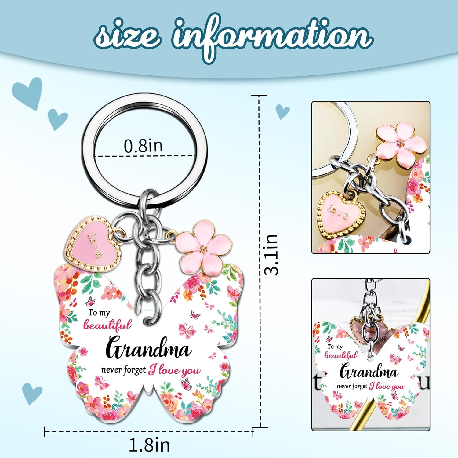 OEHEDOU Grandma Gifts Birthday Gifts For Grandma Keychain Mothers Day Gift For Grandmother Mothers Day Gift Birthday Present Grandmother Birthday Present Happy Birthday Grandma - Image 7