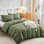 Tokokimo Solid Duvet Cover Queen Size, 3 Pieces Ultra-Soft Microfiber Bedding Set with Hidden Zipper & 4 Corner Ties, Wrinkle Resistant & Breathable Comforter Cover, Olive Green