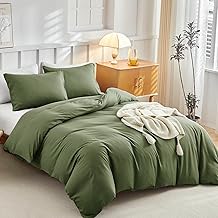Tokokimo Duvet Cover for 135/150 Bed, Duvet Cover 240 x 220 cm, 3 Pieces Microfibre, Composed of 1 Duvet Cover 240 x 220 cm + 2 Pillowcases 50 x 75 cm, Army Green