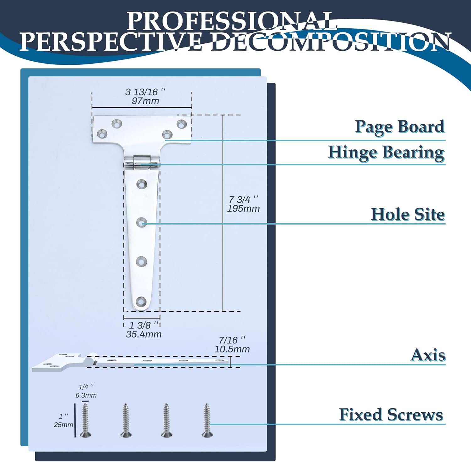 SHENGHUISS 316 Stainless Steel T Hinge Heavy Duty Boat Hinges Marine Grade Casting Strap Cabinet Door Hinge W/Fasteners 2/4 Pack with Screws for Boat/Yacht/Door/Window/RV (4 inch/6 inch/8 inch)