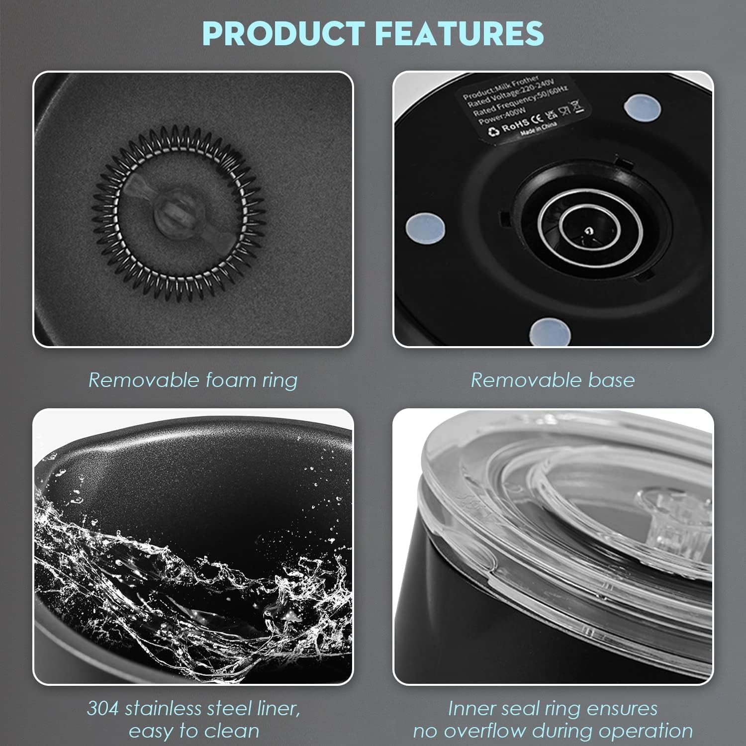 Electric Milk Frother, 4 in 1 Milk Steamer,11.8oz/350ml Automatic Warm and Cold Foam Maker for Coffee,Latte, Cappuccino, Macchiato, Hot Chocolate (white)