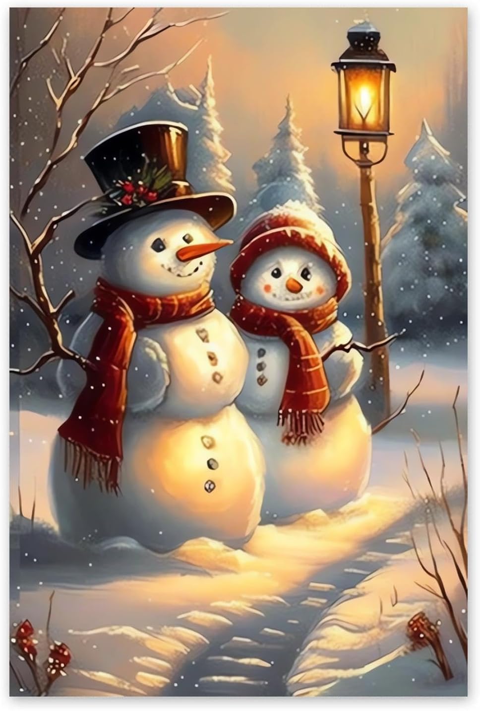 NSUAJOF Christmas Diamond Painting Kits Lamp Snowman Full Round Drill Adults Beginners DIY 5D Art Painting for Interior Decoration Home Wall Decor Gifts 20x24 Inch