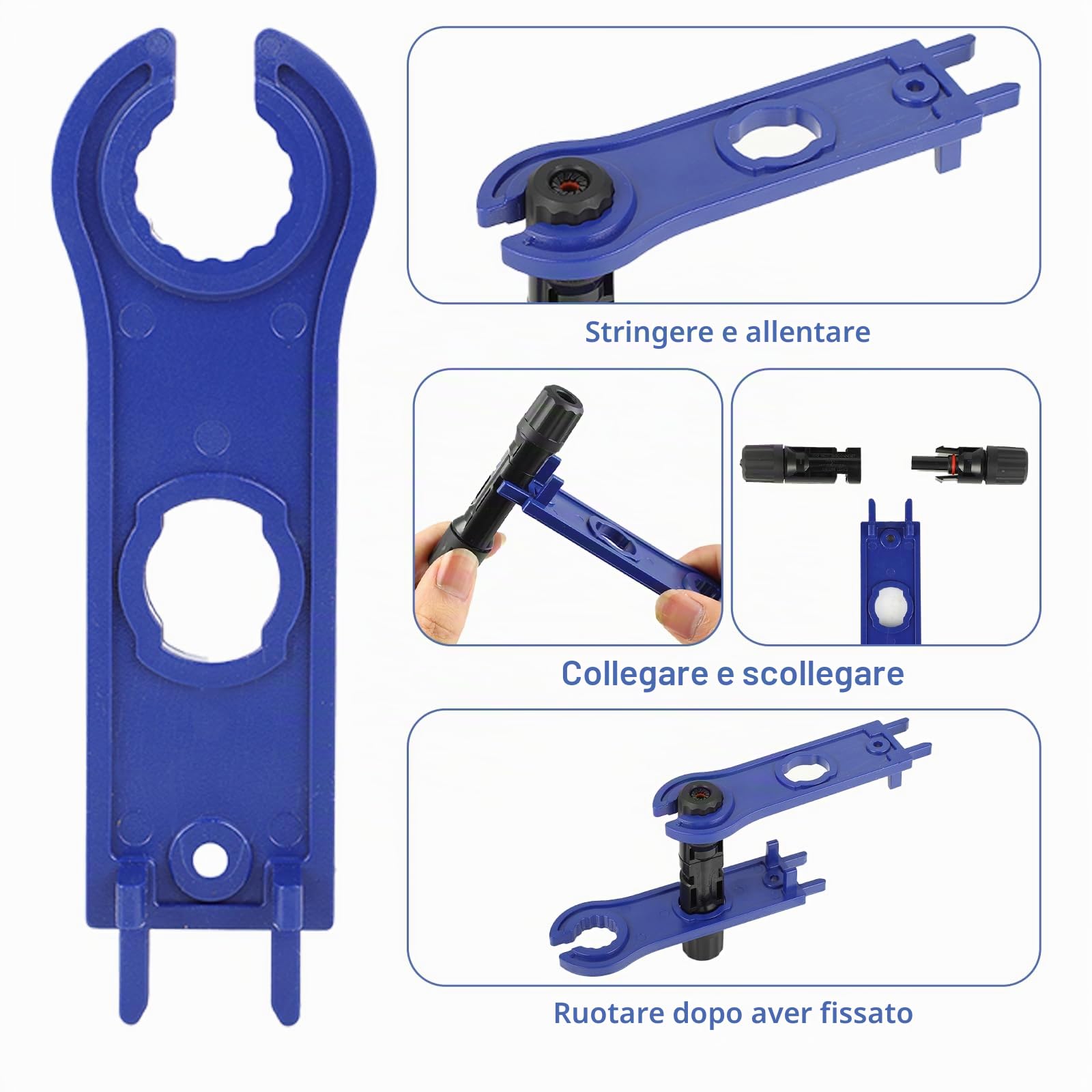 Set di Pinze a Crimpatura Solare per Pannelli Solare da 2,5/4/6 mm² - 1 Pinza Crimpatrice - 10 Paia di Connettori Maschio/Femmina - 2 Chiavi Inglesi per Connettori Solari