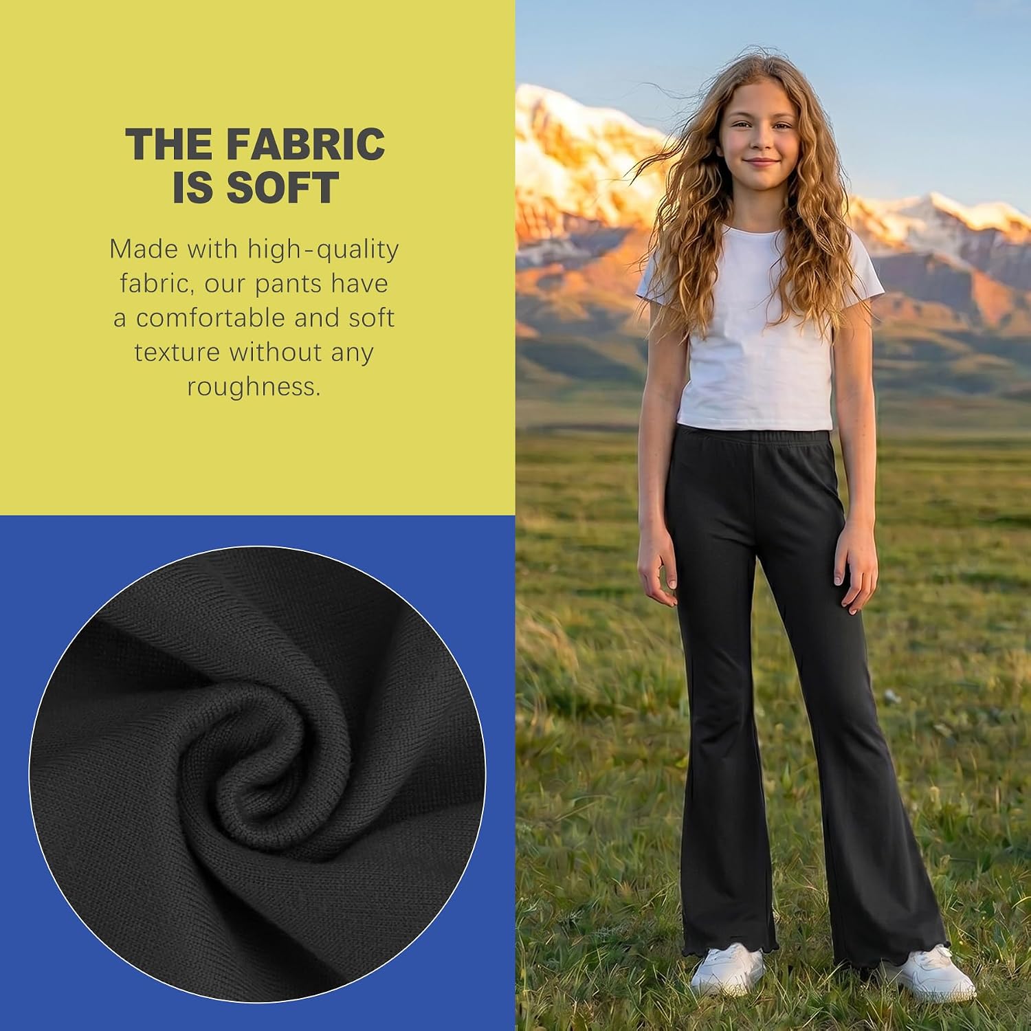 Flair Legging for Kids Teen Girls Mid Waisted Bell Bottom Yoga Pants School