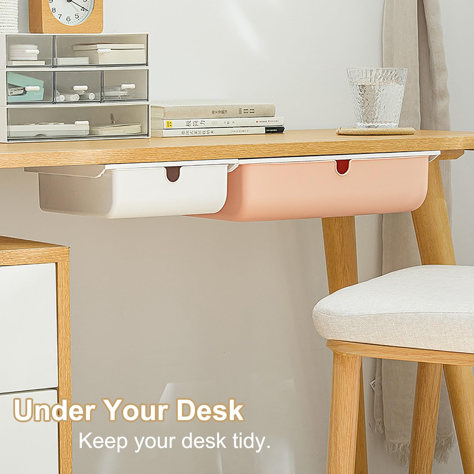 Zszbace 2 Pcs Under Desk Drawer Organizer Self Adhesive Pop | Seychelles