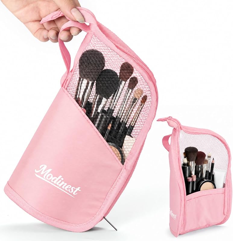 Necessaire vertical de viagem Modinest com gancho e zíper, rosa, TCB002, 1 unidade