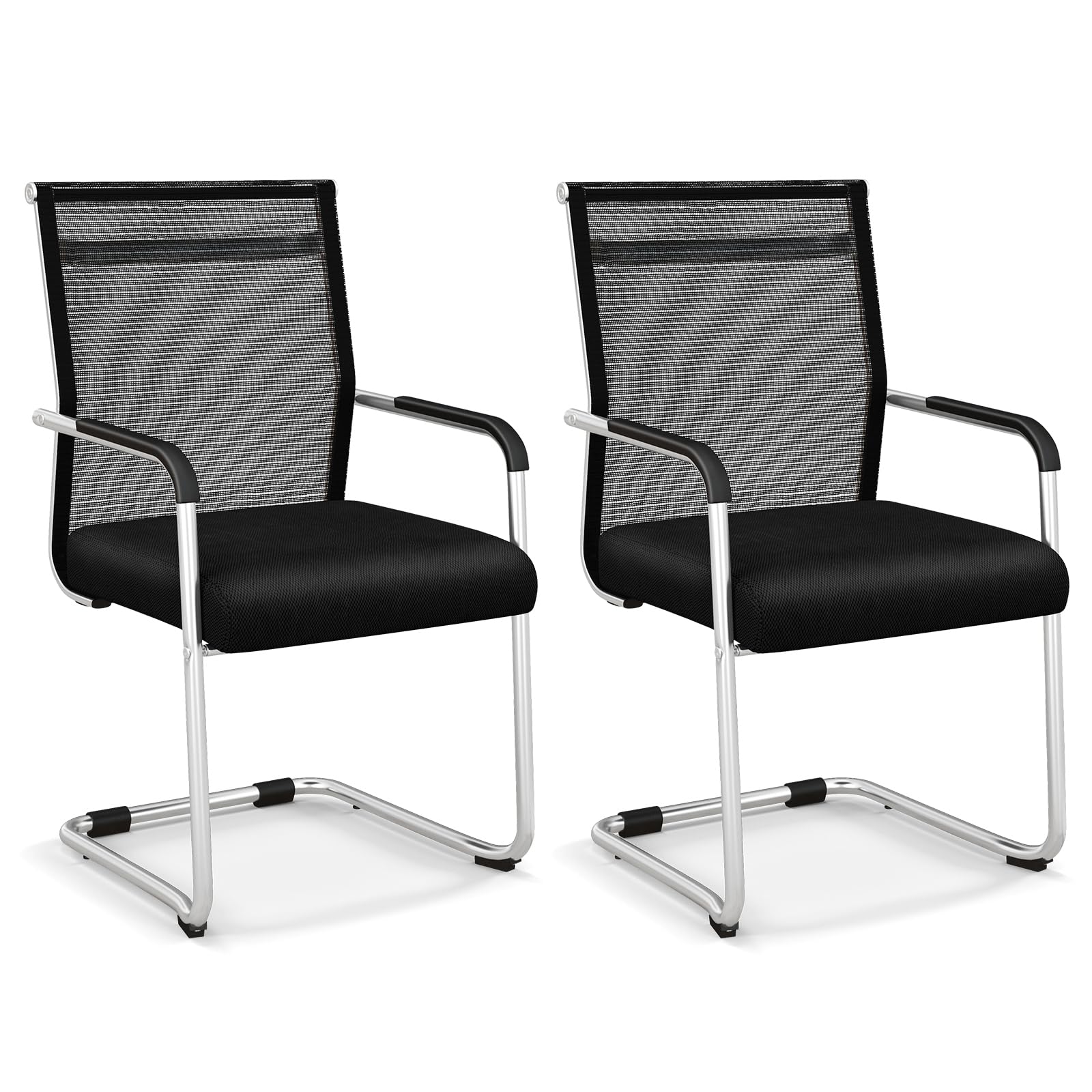 GIANTEX Freischwinger Stühle 2/4er Set Stapelbar, Besucherstuhl (2)