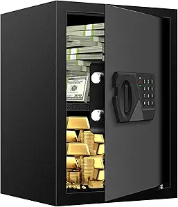 3.3 Cubic Feet Large Safes for Home Use Fire and Water proof, Digital Security Safe with Key and Combination, Home Safes Water and Fireproof for Firearm Medicine Money Valuables
