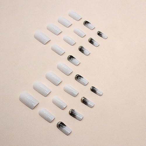 Miniatura 25 de Uñas postizas a presión de color rosa intenso, cuadradas, medianas, SWEKKE de verano, uñas postizas de cobertura completa con pegamento para uñas