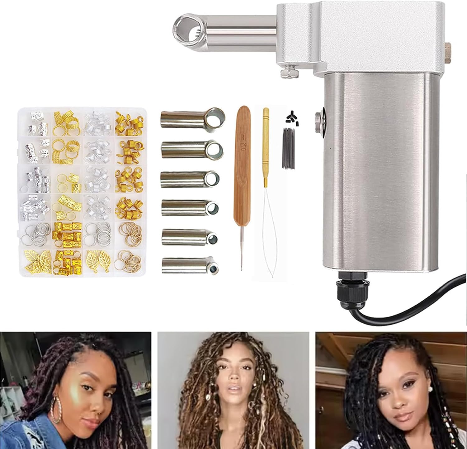 Portable Dreadlocks Machine6-16mm, Automatic Instant Loc Machine - Fast Braiding + Powerful Motor + Mizi Size, Electric Hair Extension Tool for DIY Dreadlocks Style