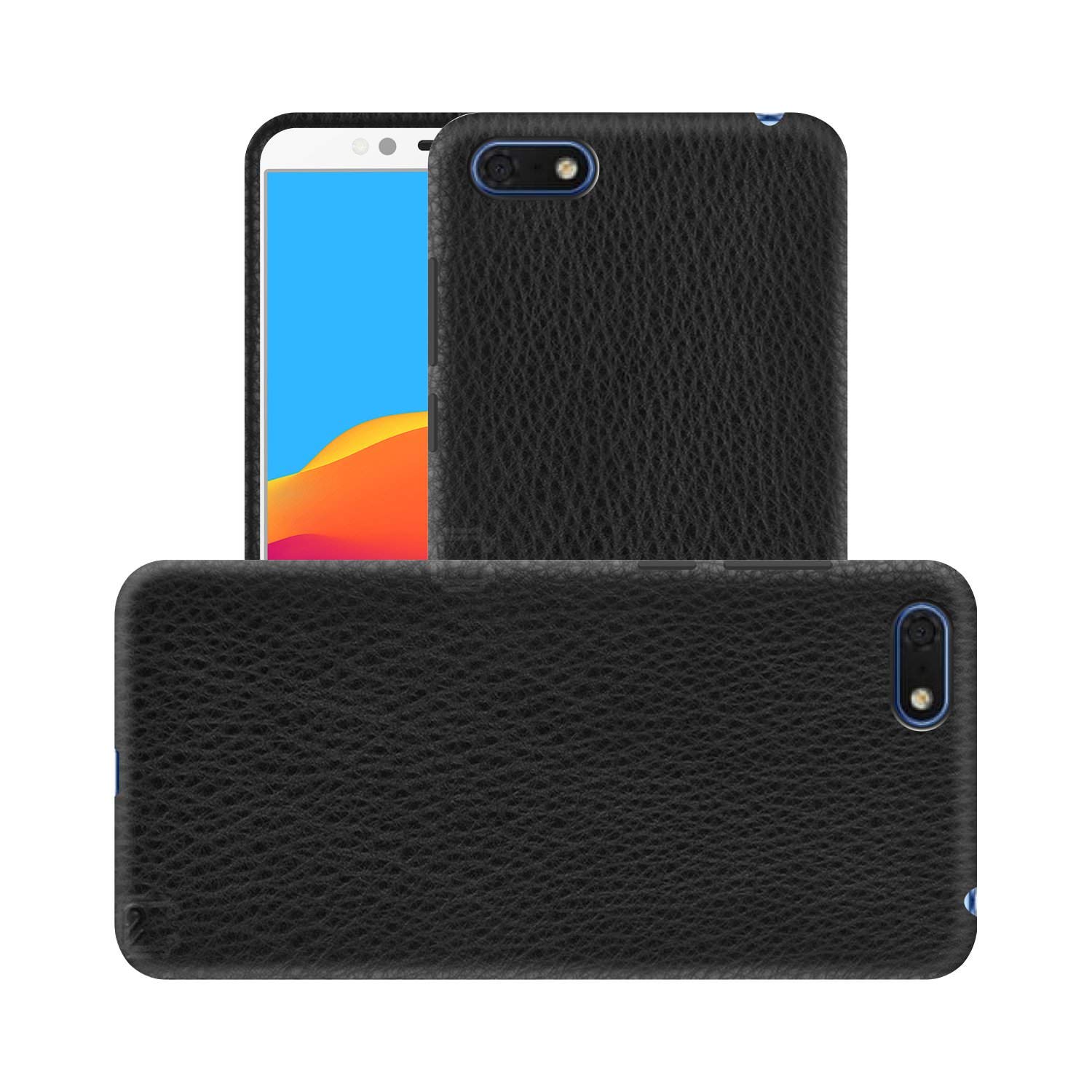 Case Creation Leather Back case for Huawei Honor 7S, Imported Quality Real Slim Leather Case Cover for Huawei Honor 7S - Black