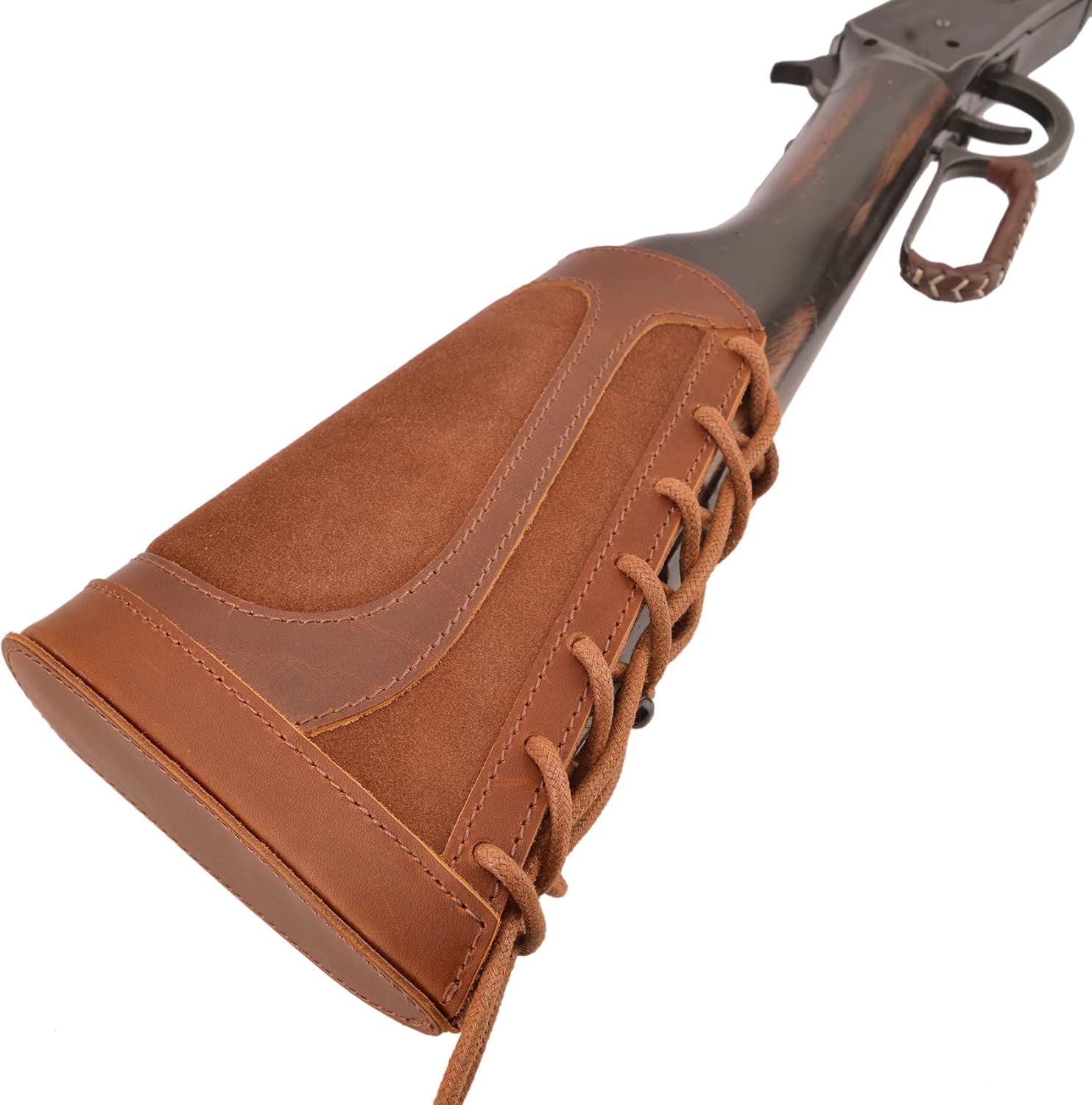 Lefty Handed Leather Rifle Buttstock Cover with Gun Sling for .357 .30-30 .35 .38