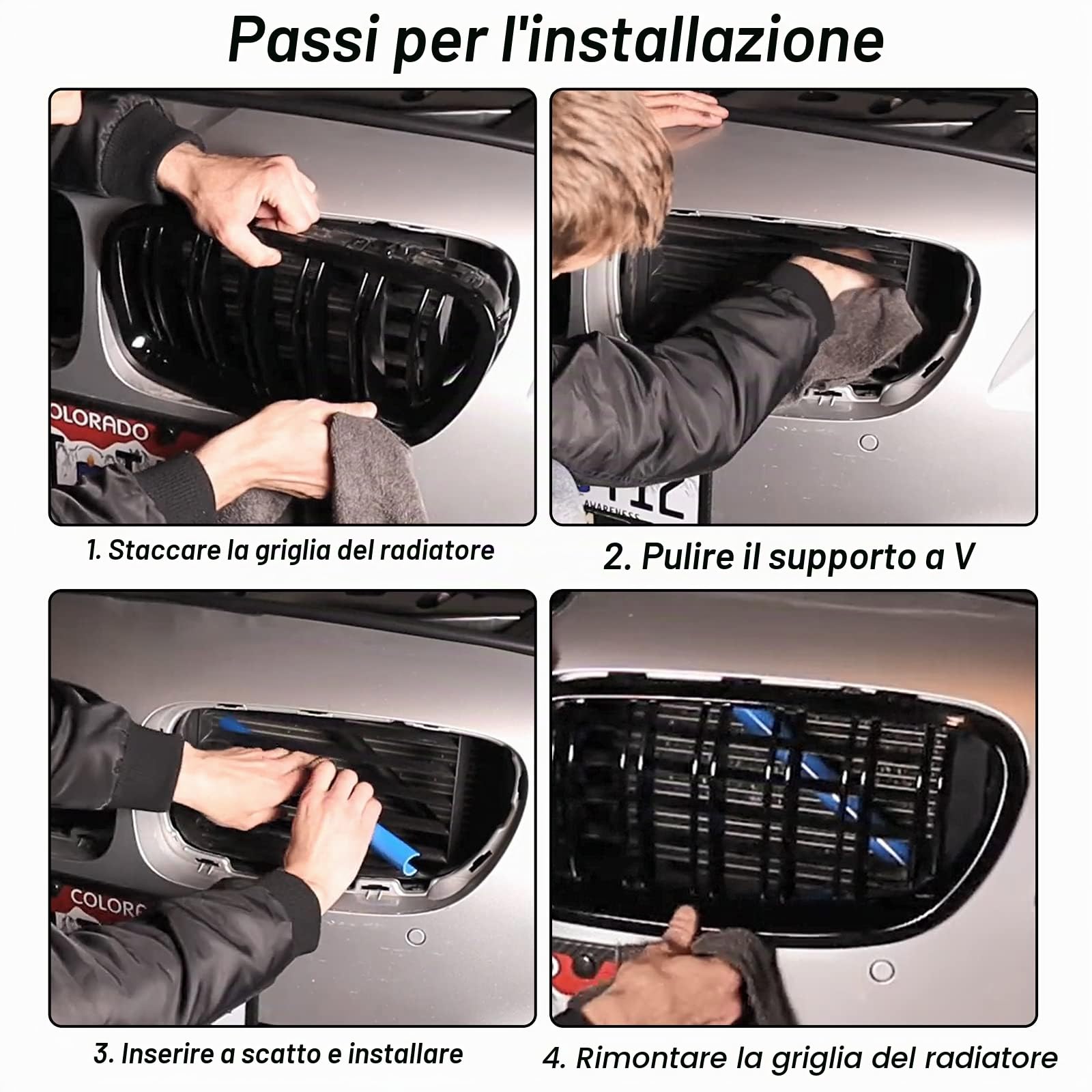 1 Paio Strisce della Griglia, Rivestimento Degli Inserti della Griglia, Emblema della Griglia per Inserti Sostituzione per BMW 5 Serie E60 E61 2003-2010 M5 2004-2011