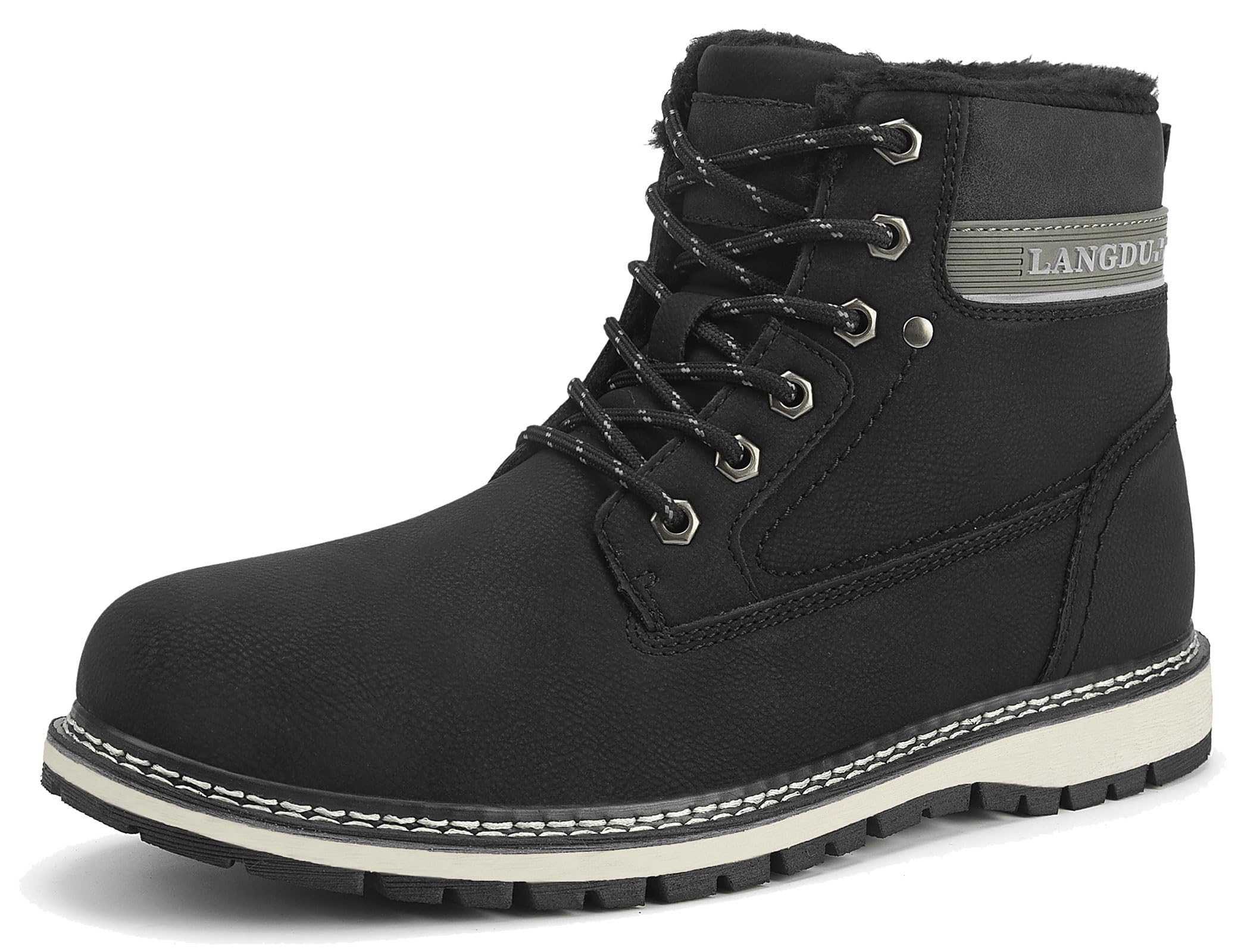 LANGDU Winterstiefel Herren Winterschuhe Schneestiefel Rutschfest Warm Wanderstiefel 41-46EU