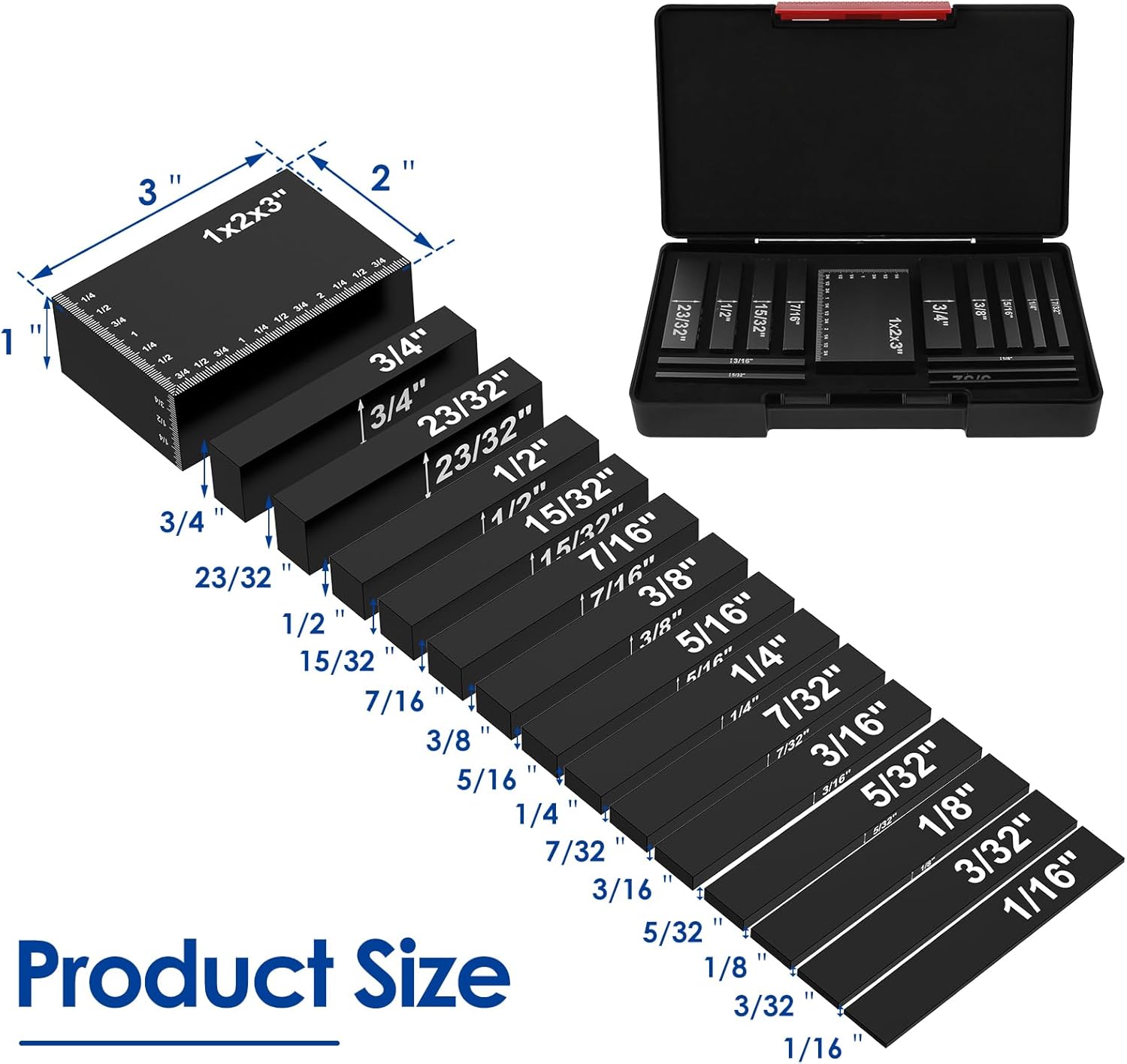Setup Blocks Height Gauge Set, 15Pcs Metric 4in High Precision Setup Bar Blocks with Size Markings, Aluminum Router Table Saw Accessories Tools for Router and Table Saw Accessories Woodworking Set Up